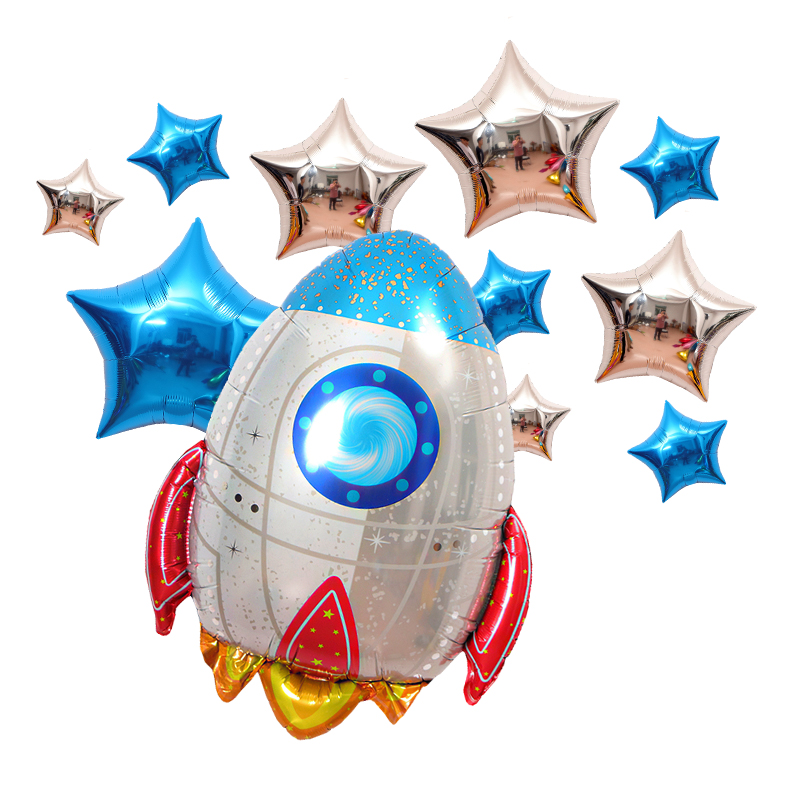 生日派对装饰气球布置火箭造型卡通铝膜气球宇宙飞船造型卡通气球