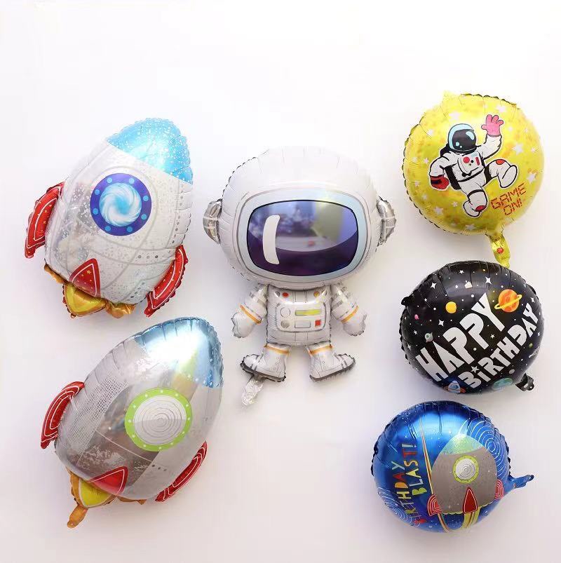 火箭太空人气球生日宇航员飞船铝膜卡通科幻太空动漫主题派对装饰