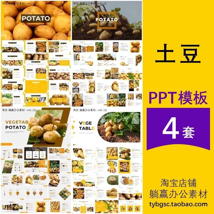 土豆马铃薯介绍农产品植物蔬菜认识种植食物简介主题背景ppt模板