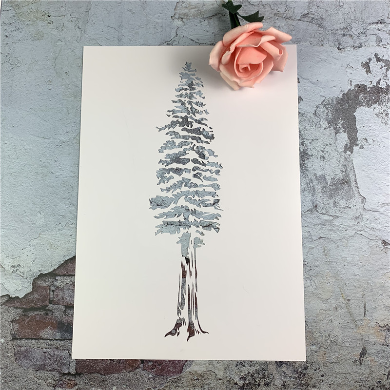 水杉树 植物系列风景涂鸦工具DIY镂空画画模板墙绘手绘创意遮蔽板