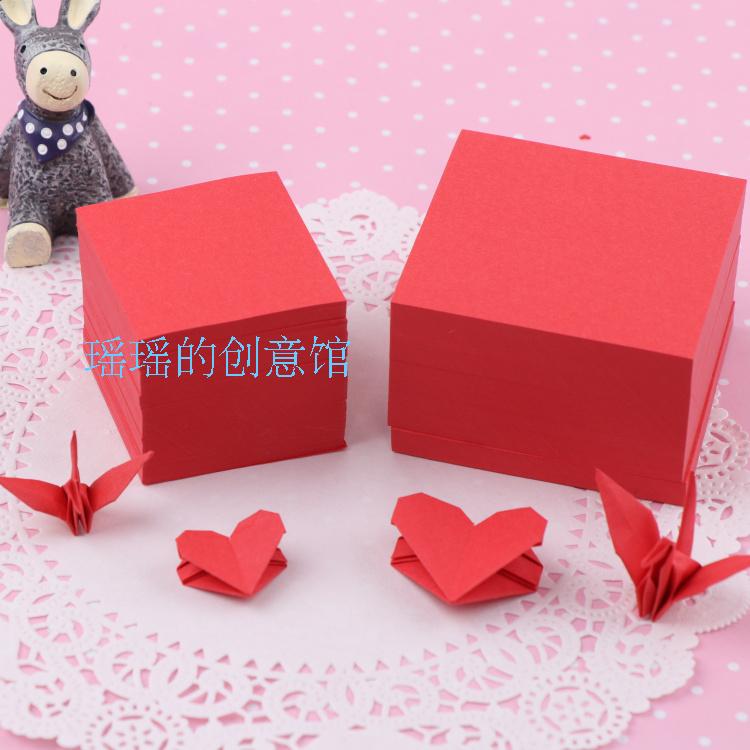 大红纯色千纸鹤折纸 正方形彩纸儿童手工diy剪纸材料桃心爱心幼儿