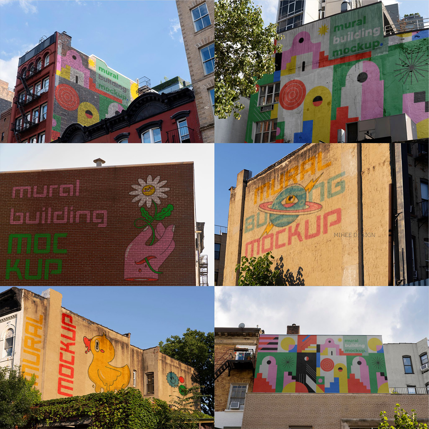 30款户外城市都市建筑楼房户外墙体墙壁广告壁画设计展示PSD样机