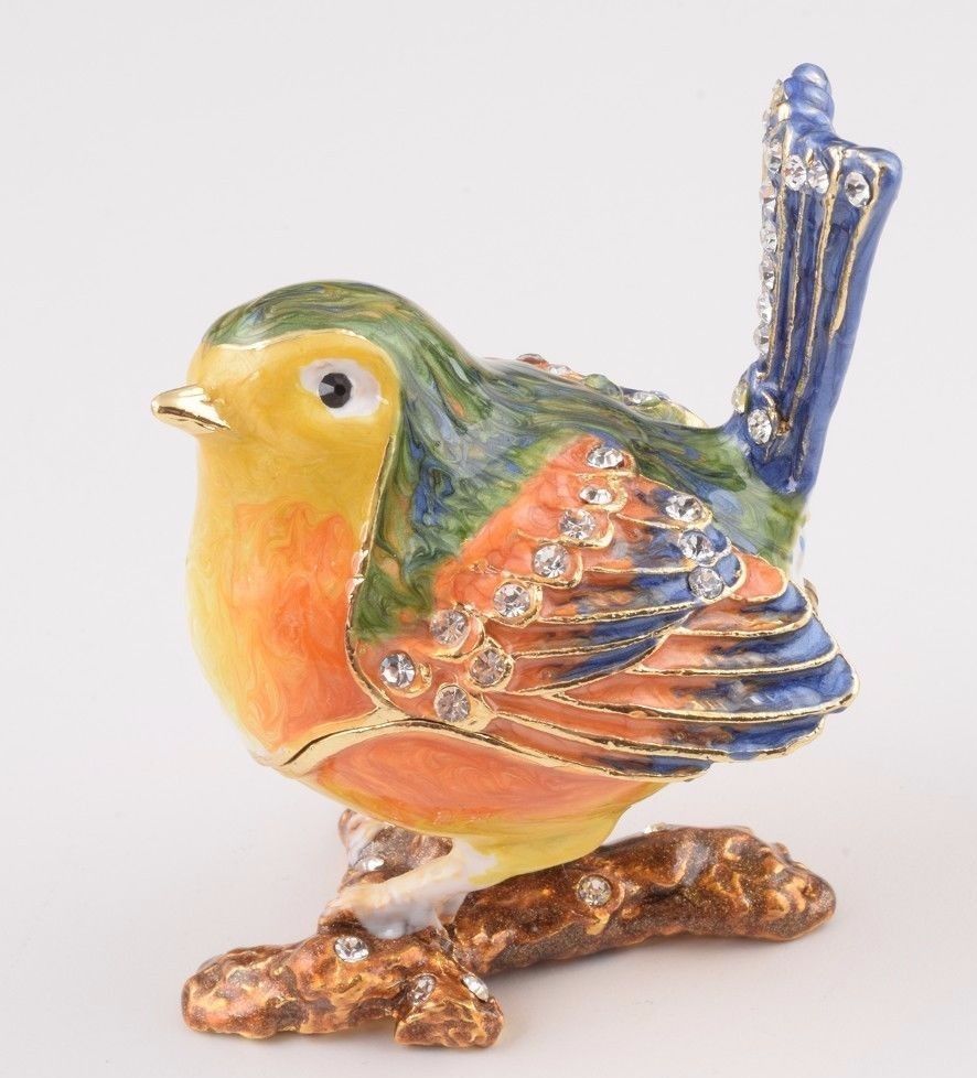 代购克伦Kopal色彩斑斓小鸟在树枝上饰品盒子首饰摆件欧式女可爱