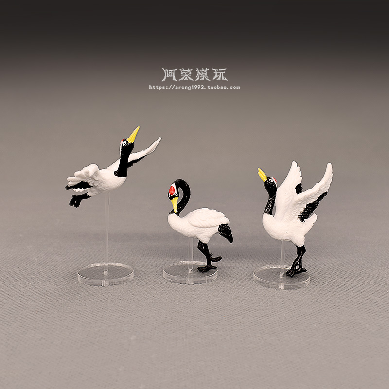 微景观鸟类动物模型 小号丹顶鹤飞行站立姿势微缩素材摆件小玩具