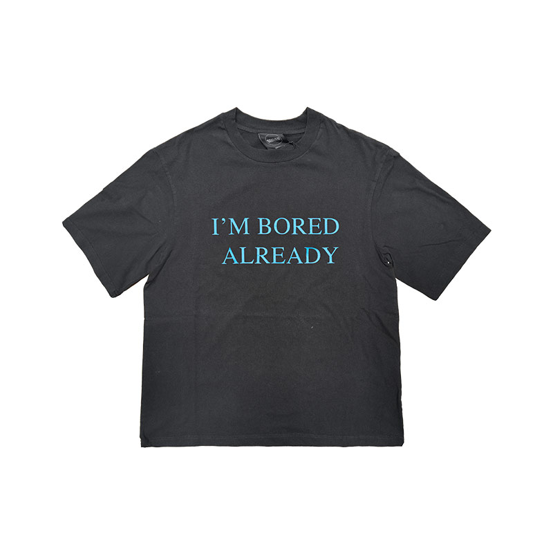 BOILER ROOM乐队周边 Bored印花纯棉圆领短袖T恤文化衫 黑色