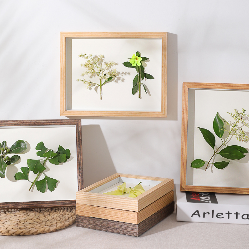 久居阁 植物标本框立体中空收纳盒展示框衍纸画装裱实木创意摆件