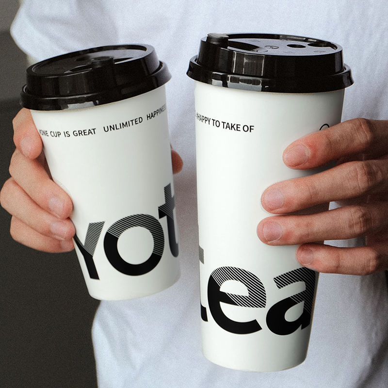 90口径字母logo定制奶茶店纸杯加厚一次性冷热饮咖啡杯子商用带盖