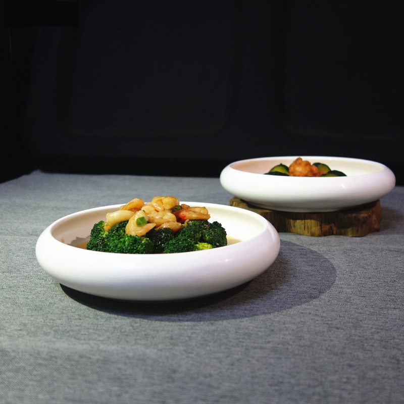 酒店用圆碗钵冷热菜创意鼓形碗家用沙拉碗私房菜特色餐具南国陶瓷