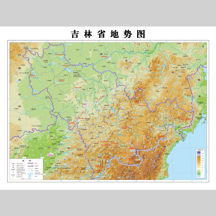 吉林省地势地形图地图电子版设计素材文件