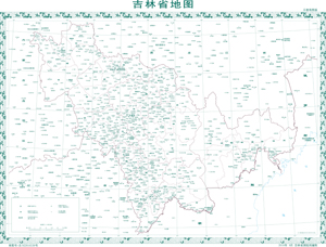 吉林省简约地图版地势地形地图行政区划水系交通打印定制山峰高程