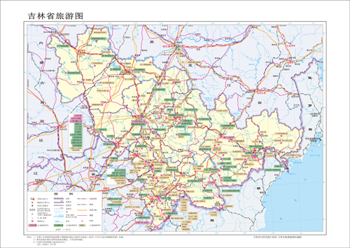 吉林省旅游图地图水系河流湖泊交通行政区划旅游铁路地形卫星流域