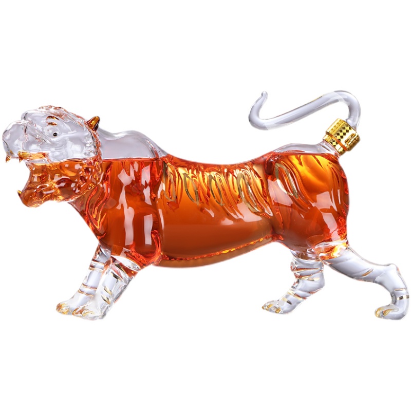 加厚老虎酒瓶创意动物生肖造型礼品摆件高硼硅耐热玻璃泡酒空酒瓶