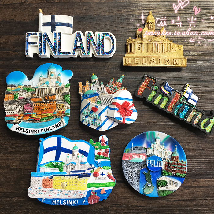 磁时光满48元包邮 出口欧洲外贸芬兰赫尔辛基风景旅游冰箱贴磁贴