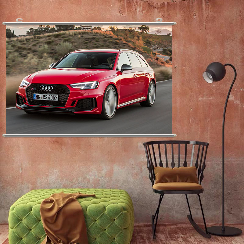 Audi RS4汽车高清海报壁纸大墙贴照片写真宿舍卷轴定制现代装饰画
