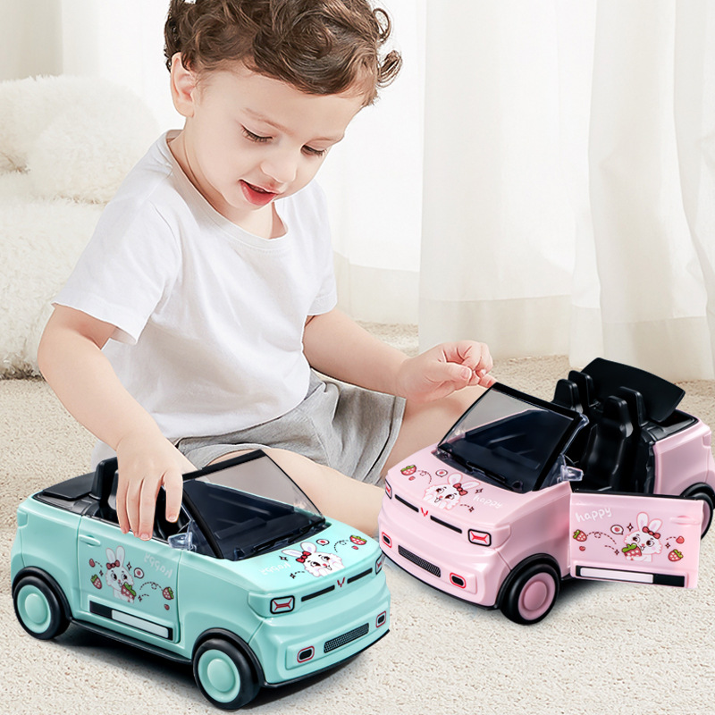 迷你小汽车模型仿真卡通塑料敞篷跑车儿童惯性玩具车双门可开cars