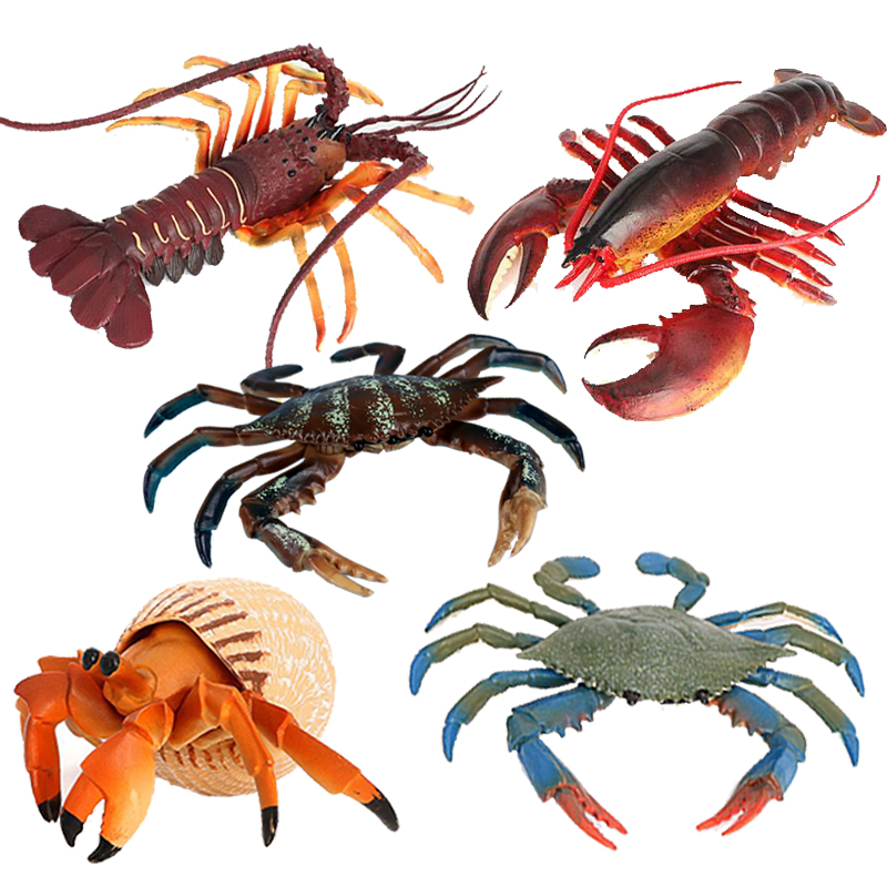 儿童玩具仿真海洋动物螃蟹澳洲龙虾模型塑料摆件大帝王蟹深海黄色