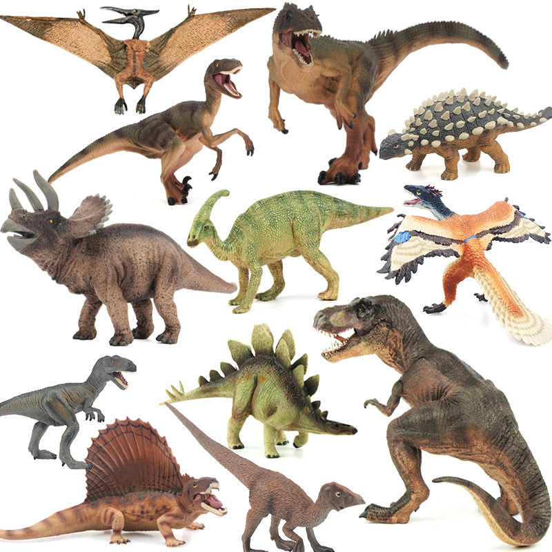 单个仿真恐龙玩具实心动物模型霸王龙腕龙剑龙三角龙副栉龙孔龙