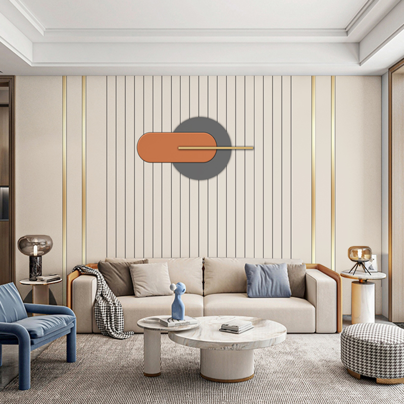电视机背景墙轻奢客厅沙发钛金线条装饰壁布现代简约影视墙布壁画
