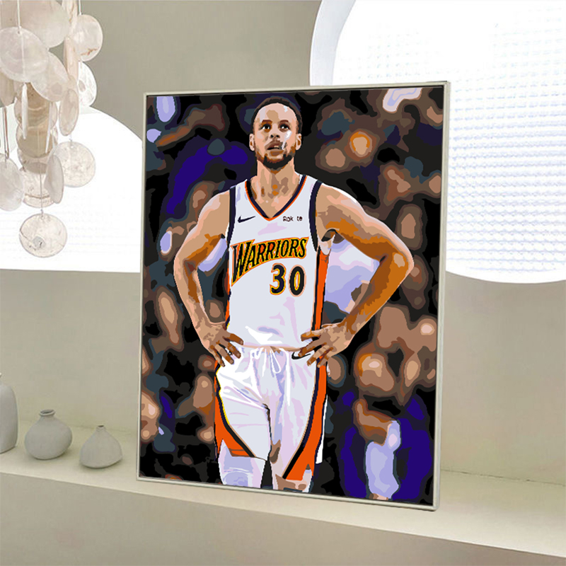 数字油画diy画画手绘填充手工填色NBA篮球明星史蒂芬库里涂色油彩