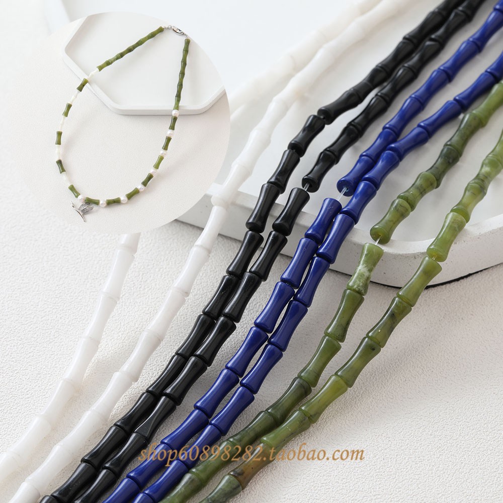 中国风竹节款式天然石diy手作串珠项链手链耳饰小珠子配件材料