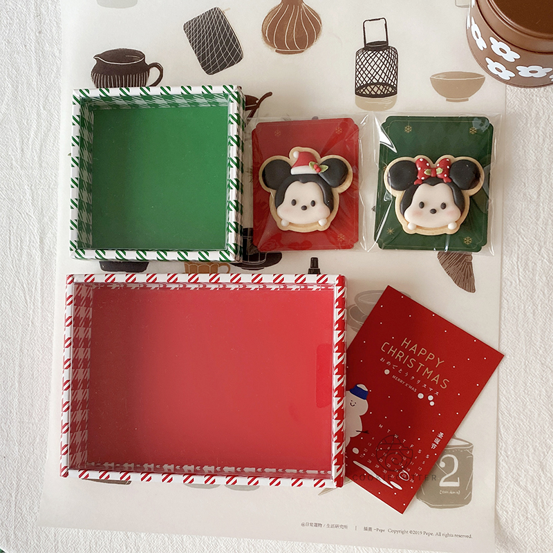 新款圣诞节饼干包装盒 千鸟格红绿双色折叠纸盒 曲奇糖果烘焙礼盒