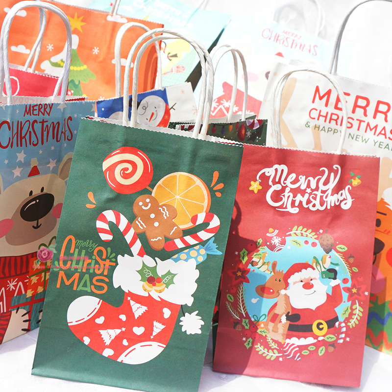 新款复古圣诞节礼物包装袋节日礼品袋卡通手提袋可爱玩具收纳纸袋