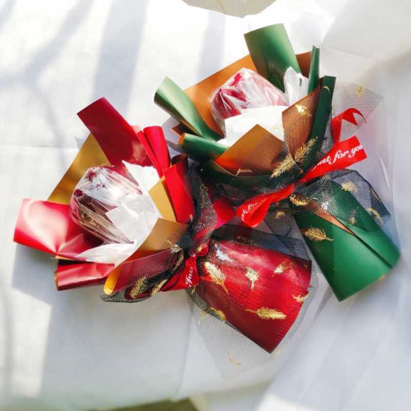 圣诞节平安夜苹果花束diy包装纸材料包礼物纸送女包苹果花纸