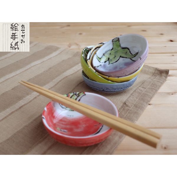 日本代购美浓烧陶瓷小碟子 酱料碟 小盘小碗 手绘蔬菜 青椒萝卜
