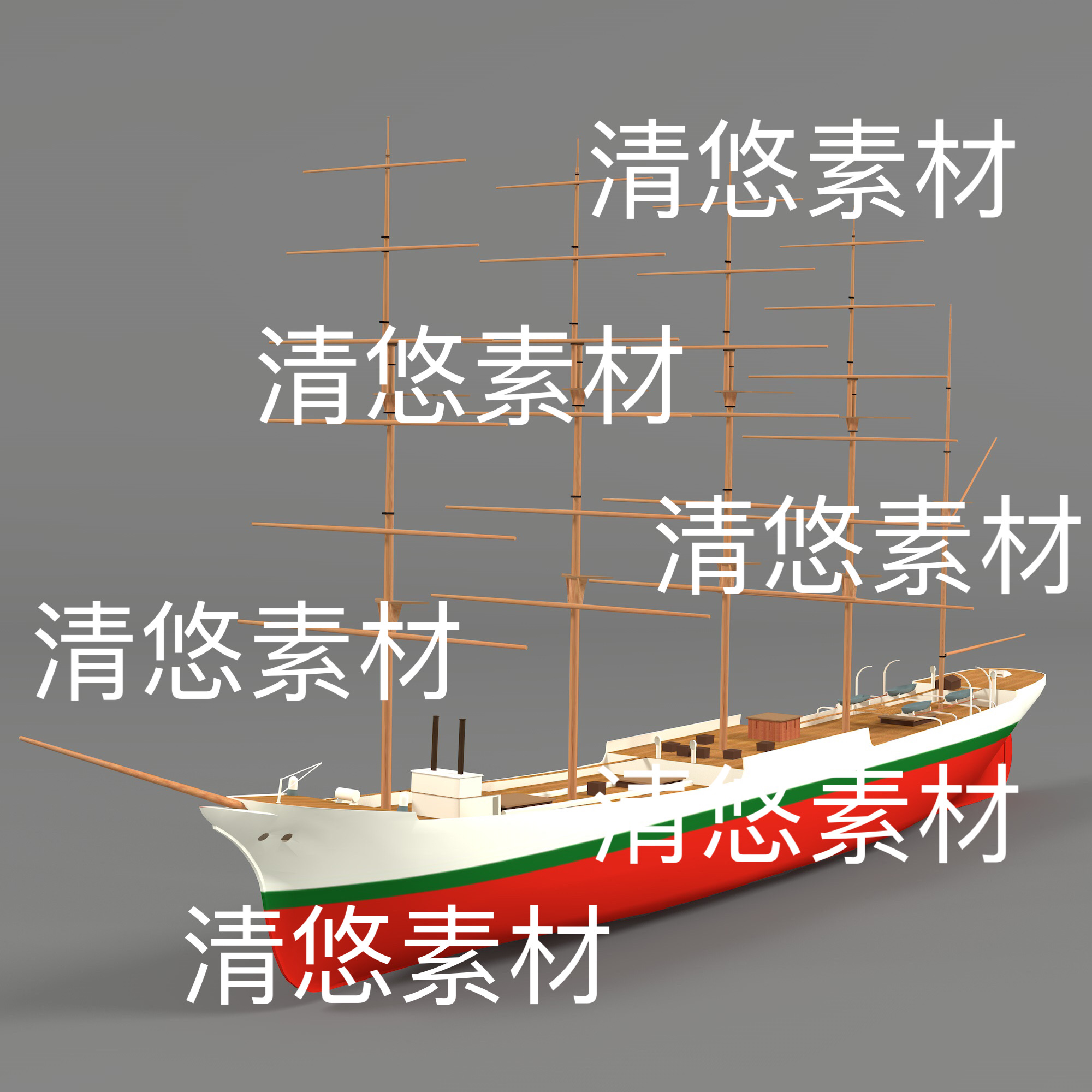 c4d fbx obj格式轮船海上交通工具观光船舶低模文件 非实物D603
