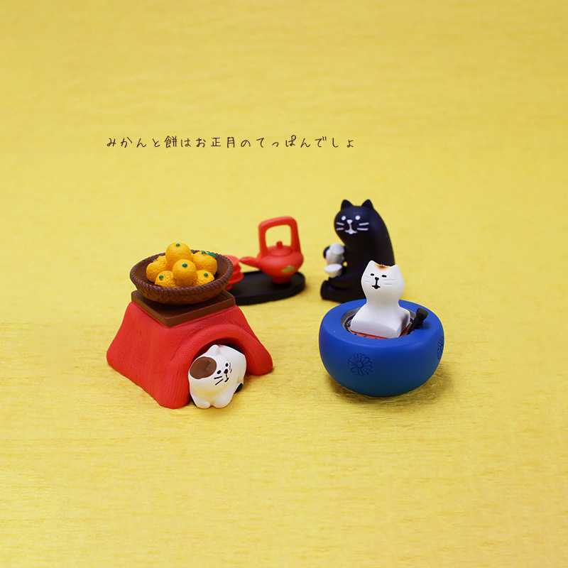 Zakka杂货日式可爱篮子睡猫娃娃屋粘土人diy创意礼品桌面小摆件