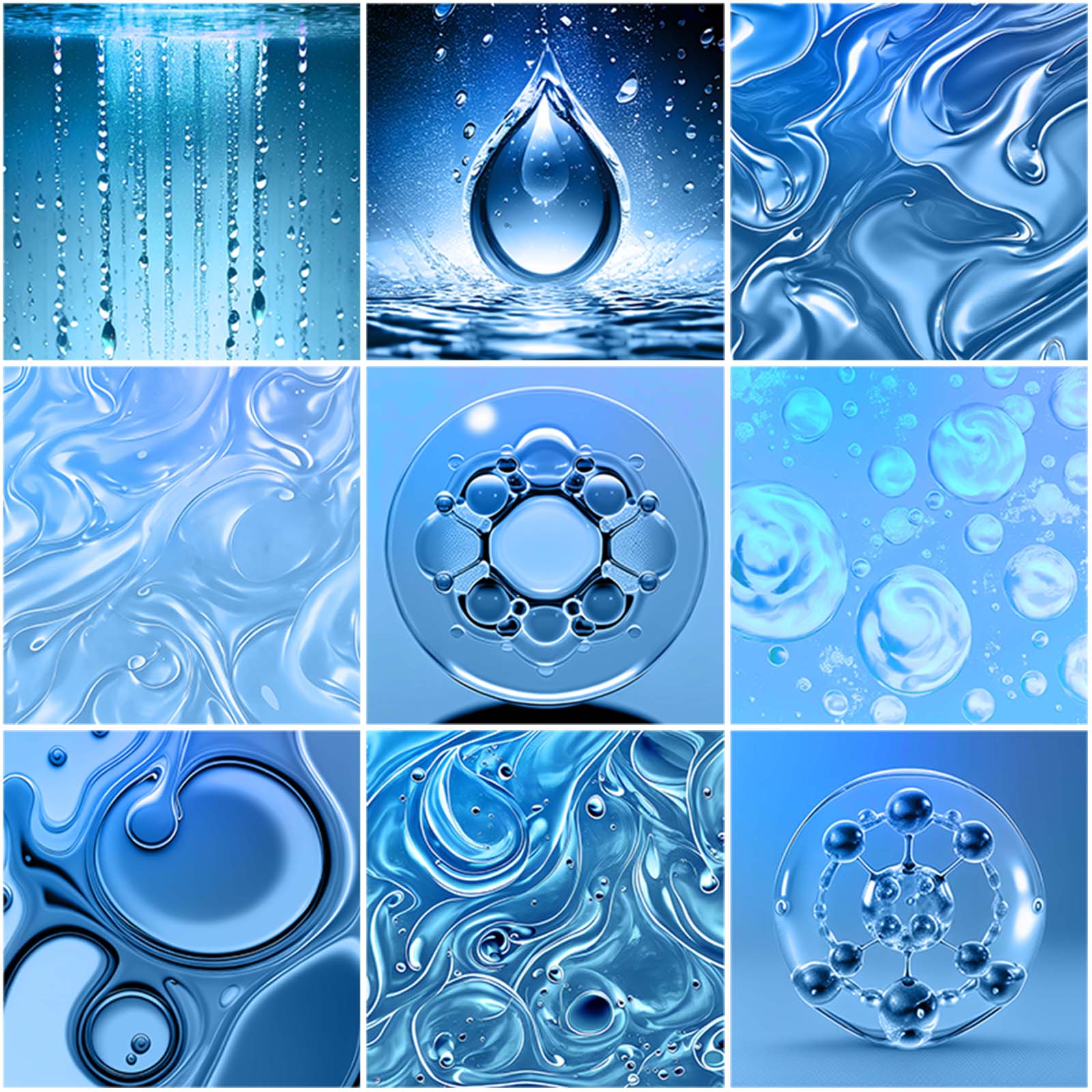 可商用水资源补水护肤水分子美容海报液体水泡水滴设计背景图素材