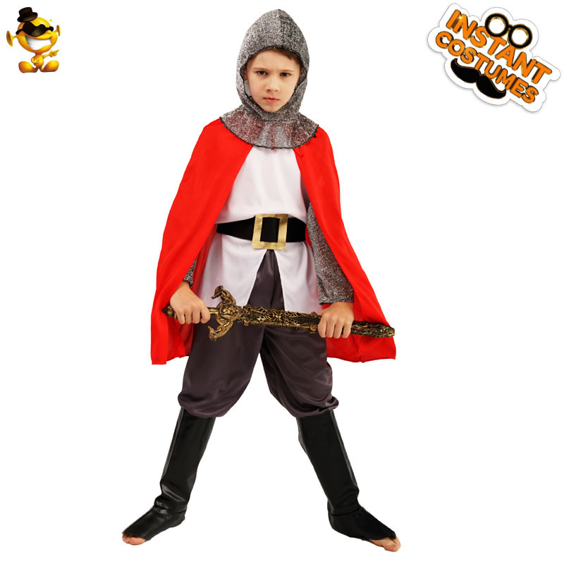 万圣节小男孩儿童欧洲中世纪十字军骑士表演服装武士角色扮演童装