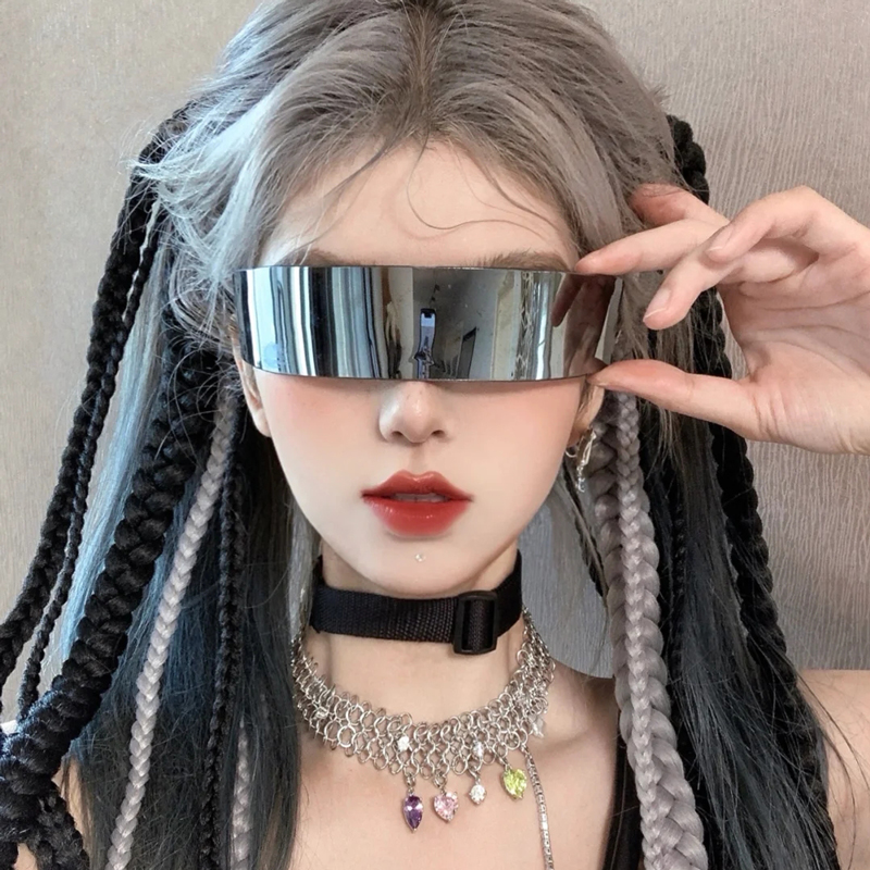 未来科技感朋克眼镜男女科幻高街蹦迪墨镜一体个性搞怪嘻哈太阳镜