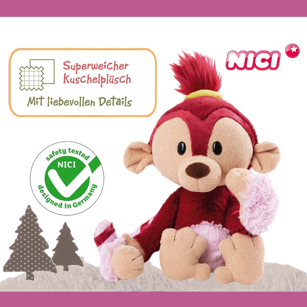 德国NICI专柜正品红毛猴子绿鹦鹉变色龙毛绒玩具公仔玩偶圣诞礼物