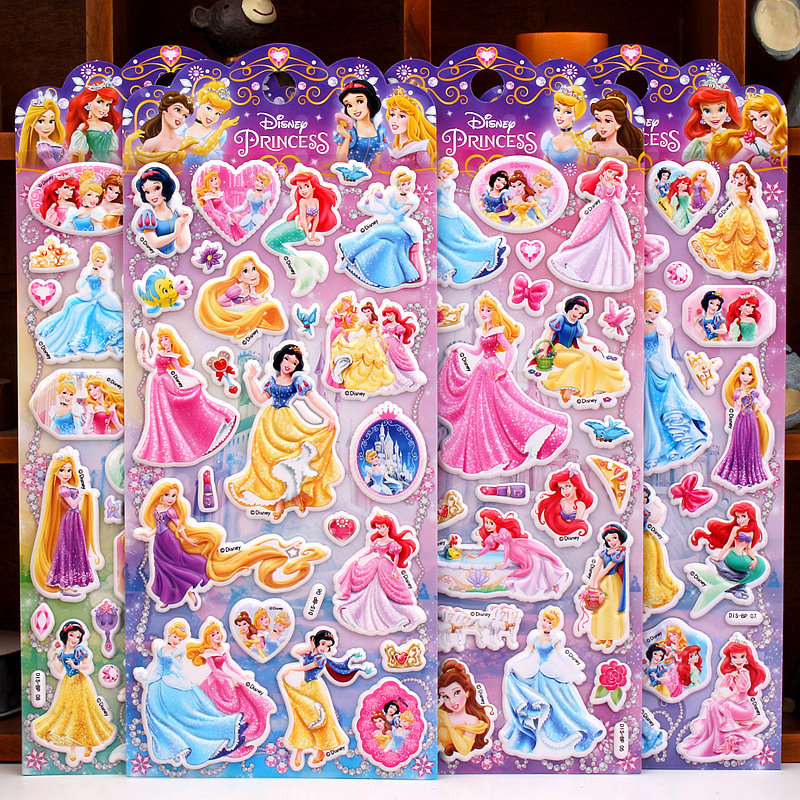 迪士尼公主白雪公主3D立体卡通贴画sticker幼儿园奖励儿童小贴纸
