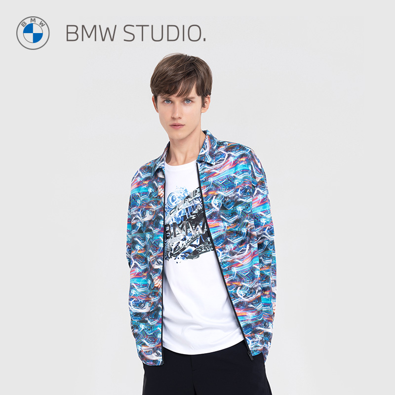 BMW Studio宝马男装夏季新款印花修身长袖衬衫衬衣 BD8B018PPV004