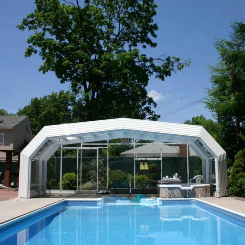 伸缩玻璃顶棚不违建房顶露台可移动阳光房楼顶折叠隔热遮阳棚定制