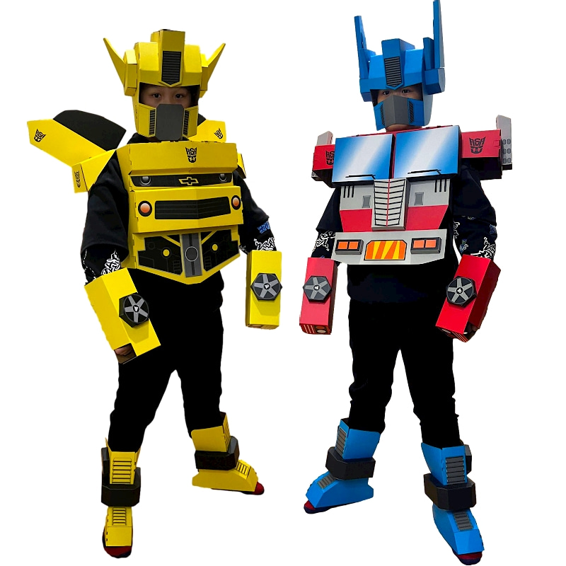 儿童纸板铠甲机器人纸箱擎天柱大黄蜂模型diy手工拼装玩具可穿戴