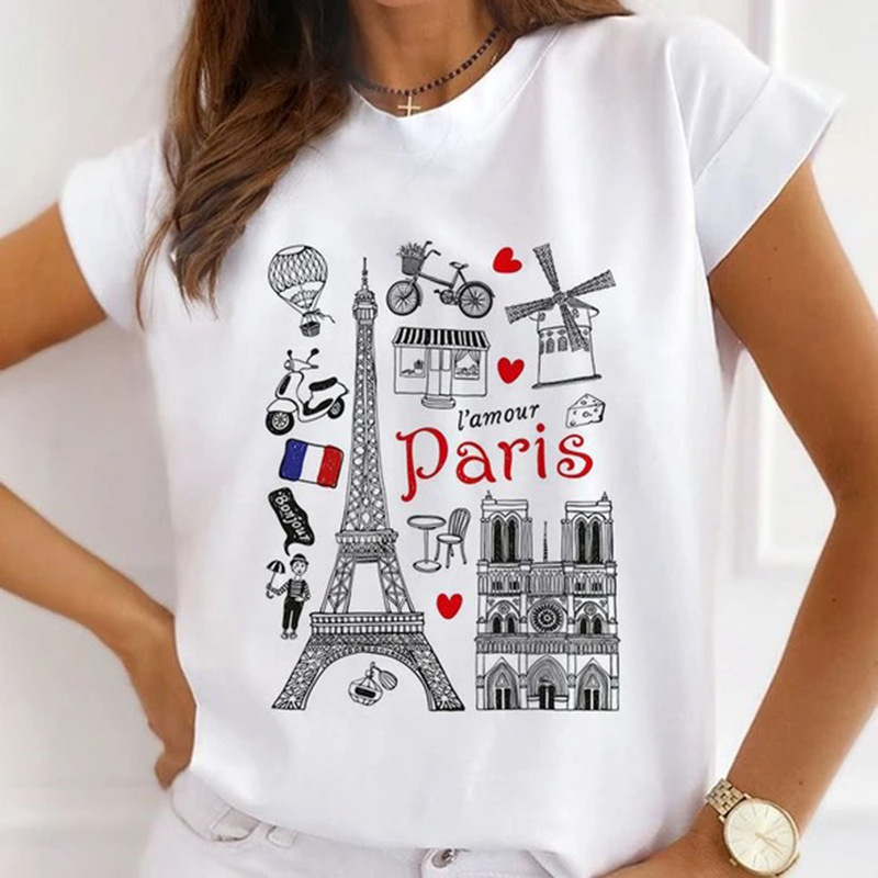 Eiffel Tower埃菲尔铁塔女装女款夏季女士上衣打底衫短袖T恤女ins