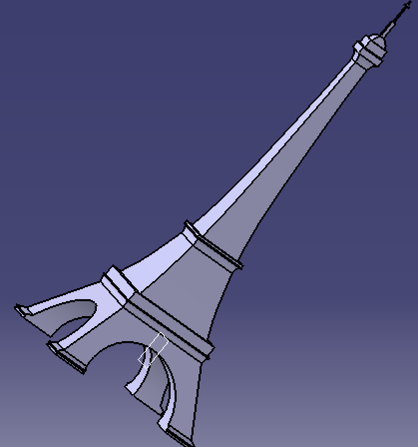 30厘米巴黎埃菲尔铁塔简化实体Catia三维几何数模型3D打印素材stp