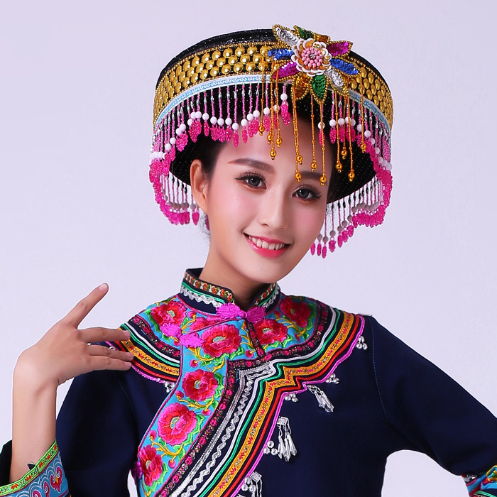 彝族拉祜族苗族傣族哈尼族壮族景颇族纳西族葫芦丝演奏舞蹈头饰