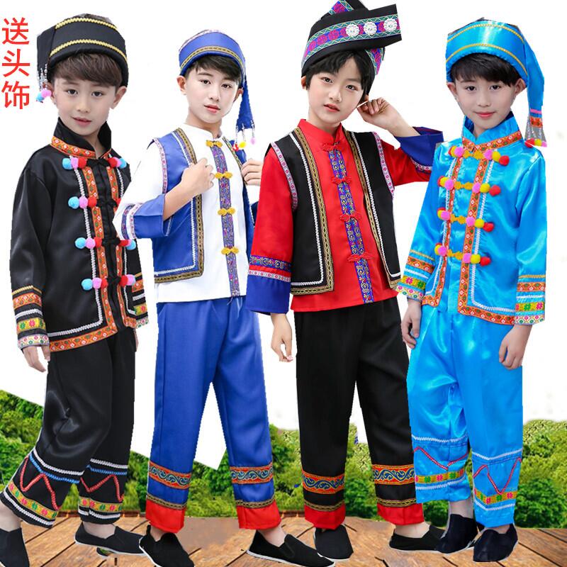 新款儿童民族服装拉祜族舞蹈服哈尼族表演服男童布朗族舞台演出服