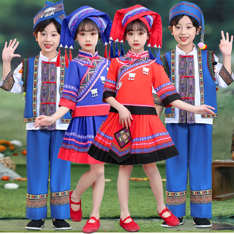 儿童拉祜族表演服装三月三广西壮族少数民族服饰仡佬族男童幼儿服