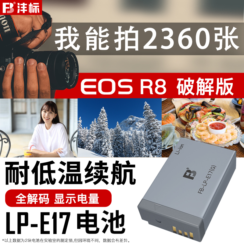 沣标EOS R100高容量R50适用佳能R8 R10电池LP-E17微单RP M3 M5 M6II相机760D 750D数码800D二代77D充电器200D