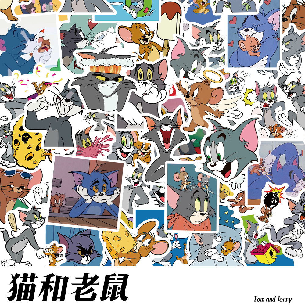猫和老鼠怀旧贴纸汤姆杰瑞手账贴卡通动画DIY创意粘贴画涂鸦插画