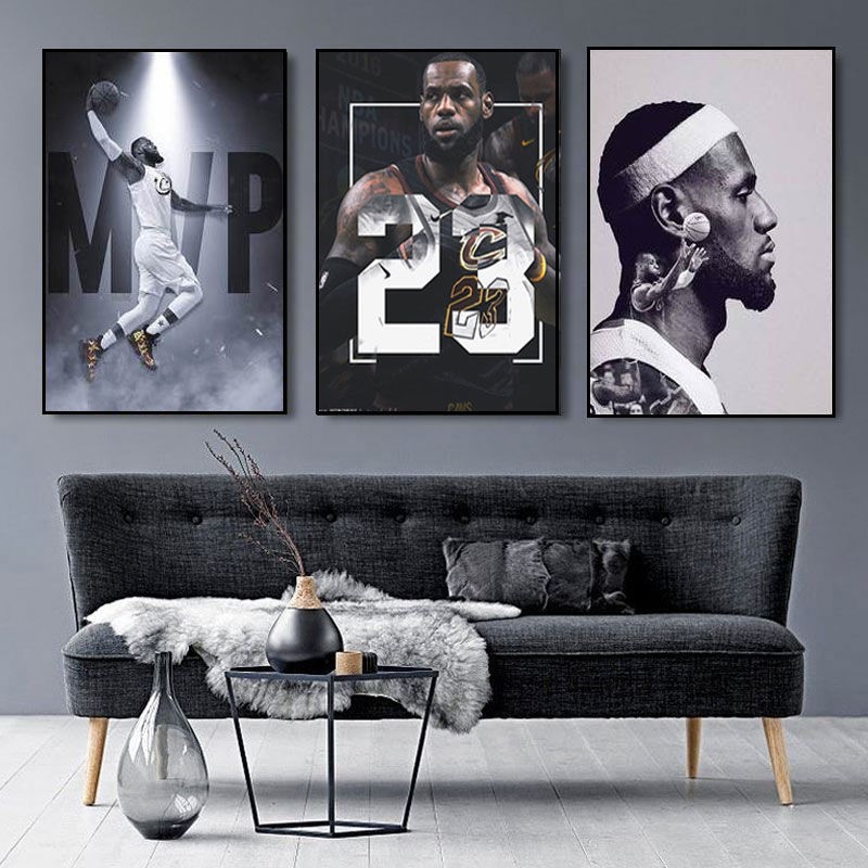 篮球球星詹姆斯詹皇科比画像装饰画背景墙装饰画客厅沙发宿舍挂画