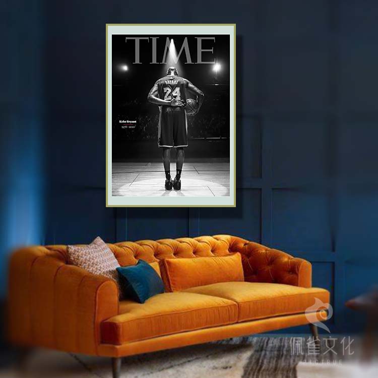 科比谢幕画像Kobe Bryant肖像竖版现代简约有框装饰画客厅油画布