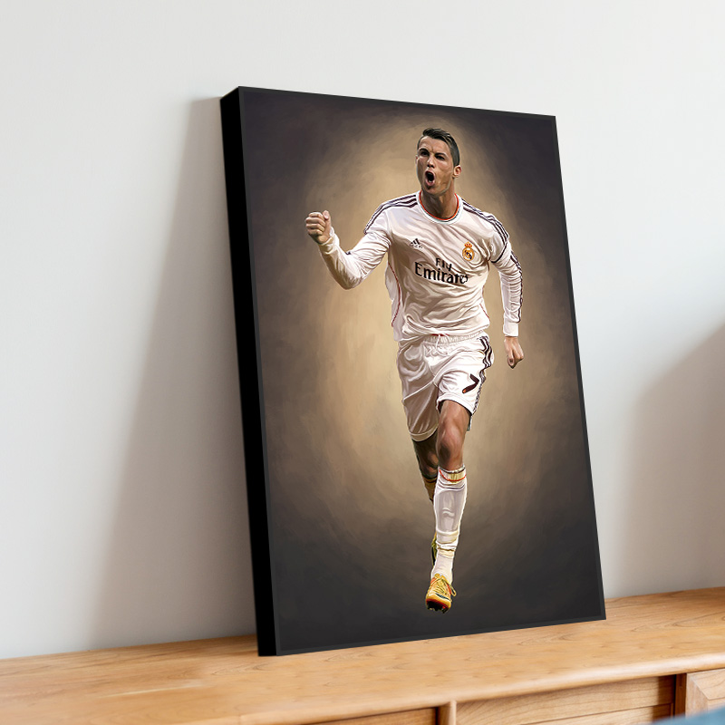 梅西C罗足球球星装饰画篮球运动明星挂画科比乔丹人物画像墙壁画