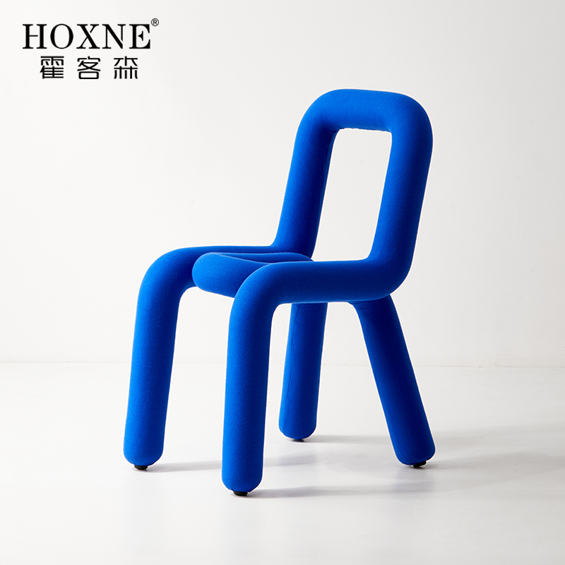 霍客森定制椅子小胡子弯管布艺无扶手餐椅现代家居艺术线条休闲椅