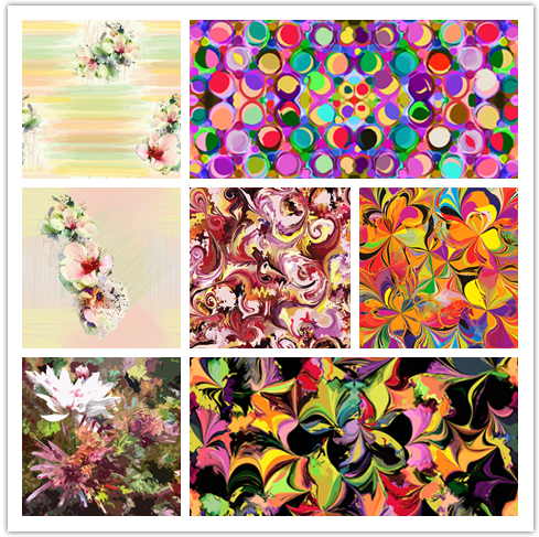 矢量设计素材 多彩油画水彩风格花朵抽象花纹背景图 EPS格式 7P